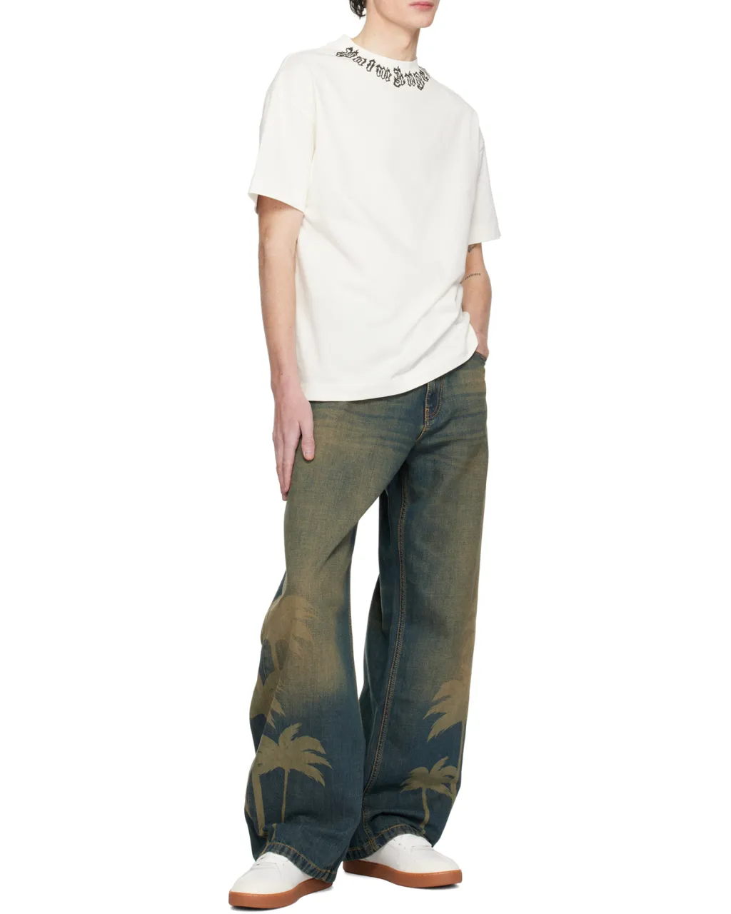 Palm Angels Neck-Logo Short-Sleeved T-Shirt