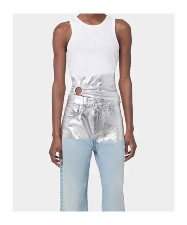 Paco Rabanne Piercing Ribbed Jersey Tank Top