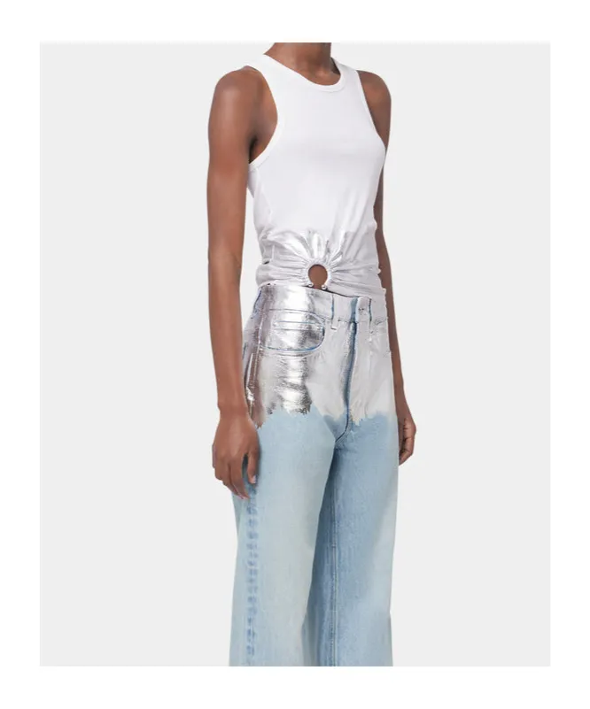 Paco Rabanne Piercing Ribbed Jersey Tank Top