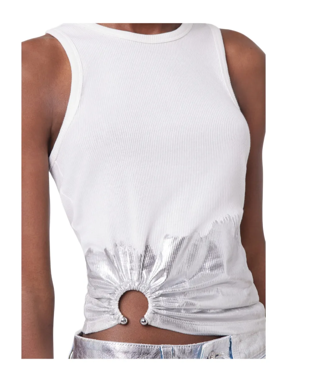 Paco Rabanne Piercing Ribbed Jersey Tank Top