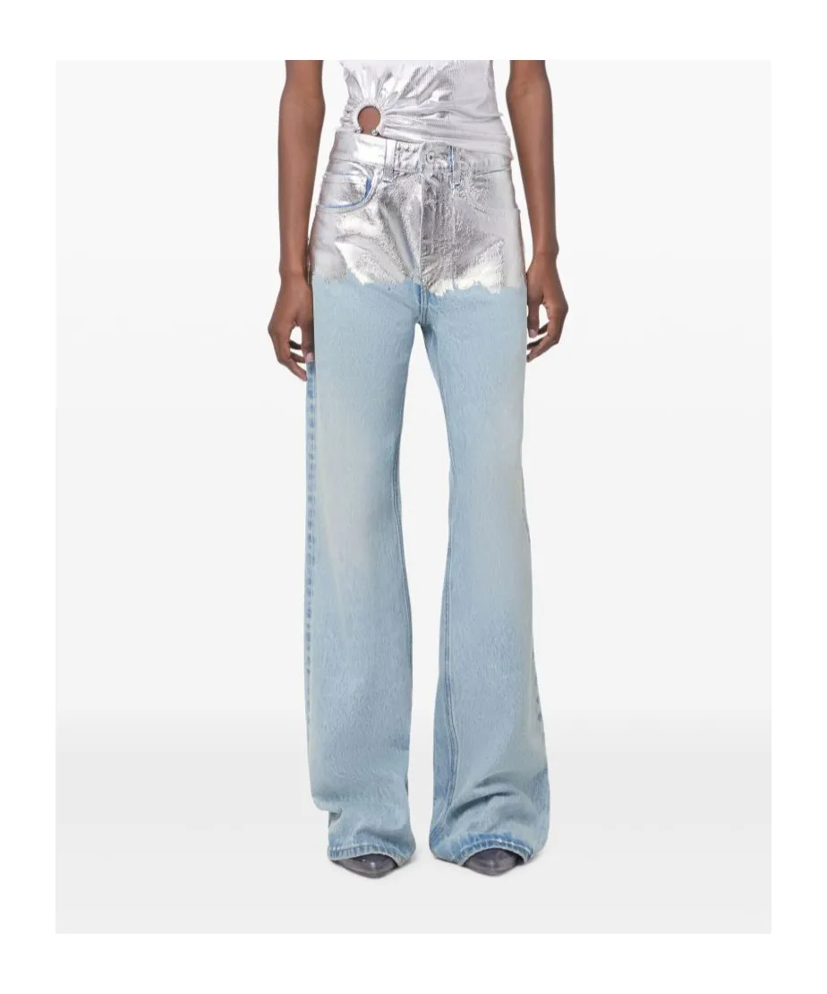 Paco Rabanne Metallic Detailed Straight Leg Jeans