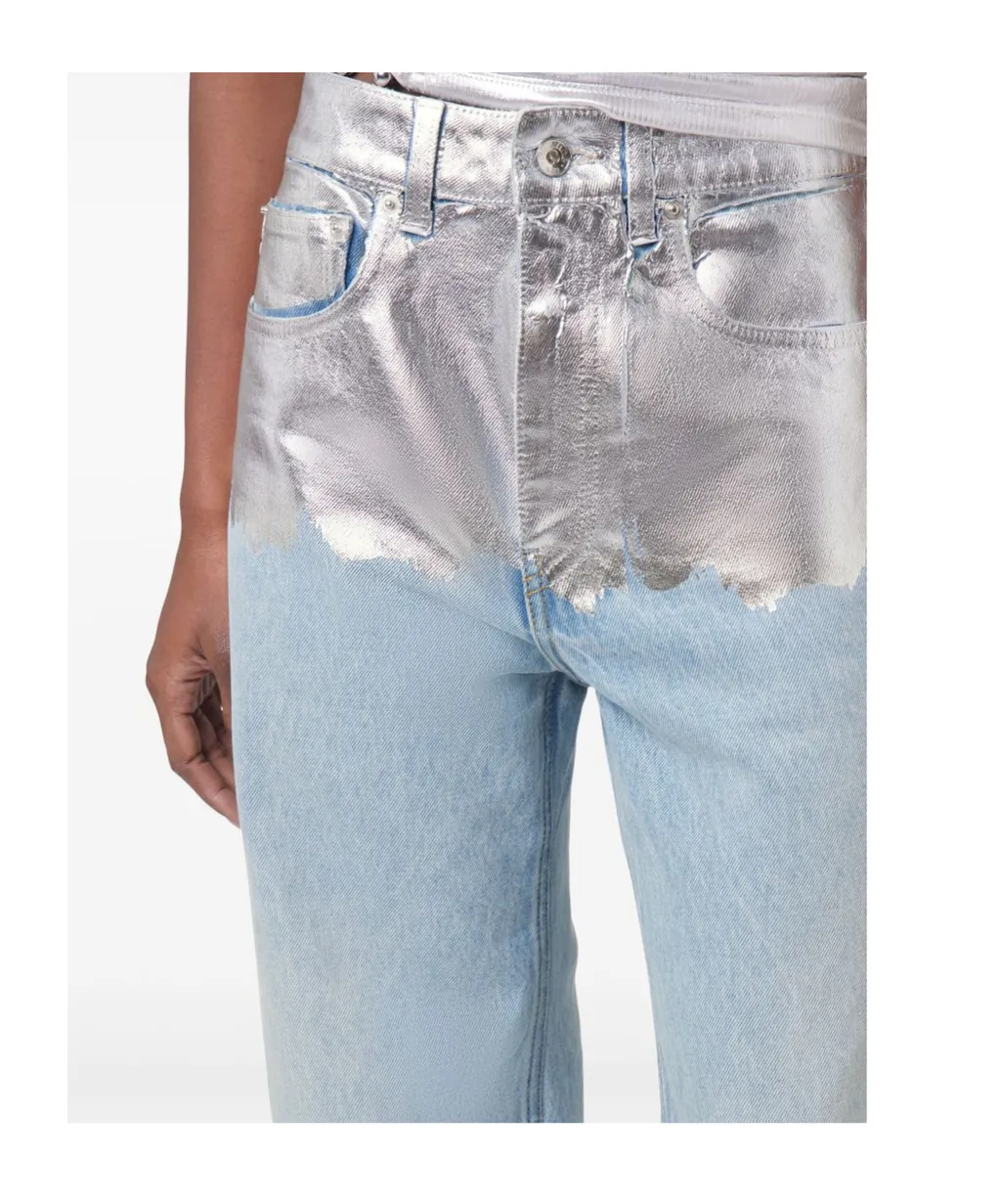 Paco Rabanne Metallic Detailed Straight Leg Jeans