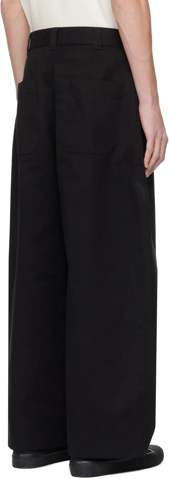 Studio Nicholson Sorte High-Waisted Wide Leg Trousers