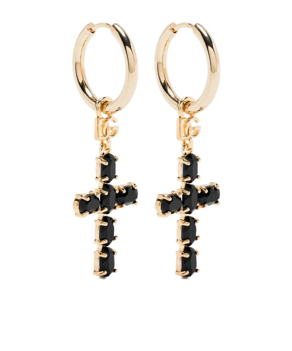 Dolce & Gabbana Crosses Embellished Hoop Earrings