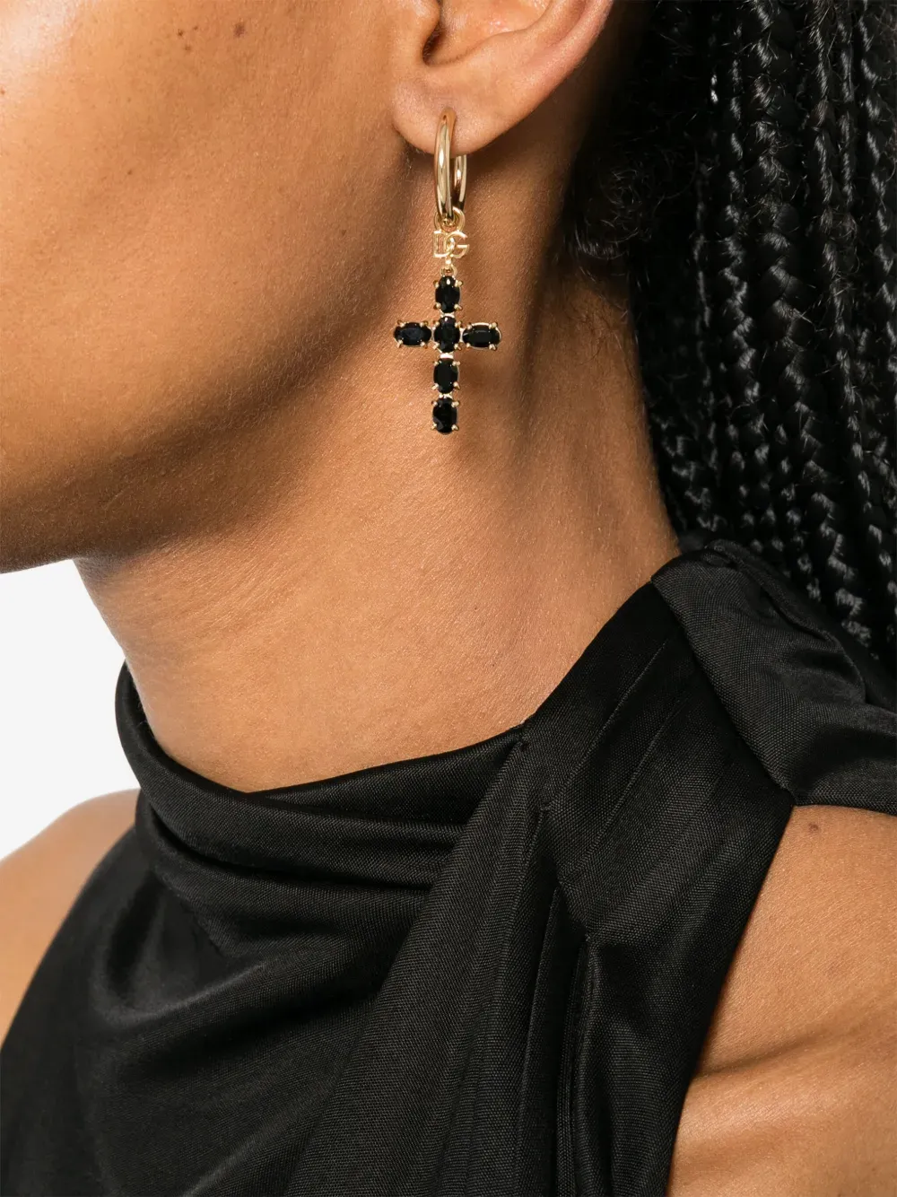 Dolce & Gabbana Crosses Embellished Hoop Earrings