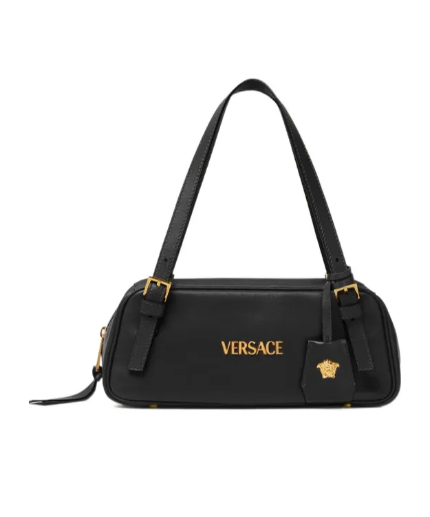 Versace Logo-Lettering Zipped Shoulder Bag