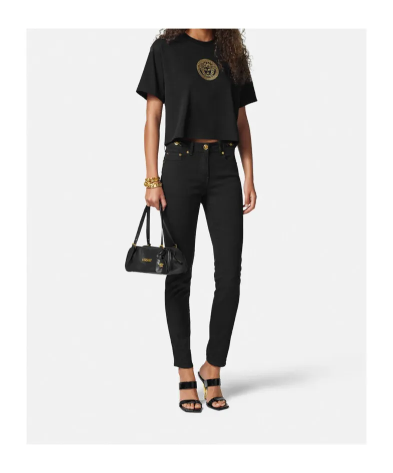 Versace Logo-Lettering Zipped Shoulder Bag