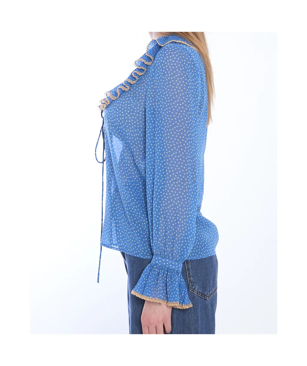 Valentino Polka Dots Ruffle Detailed Blouse
