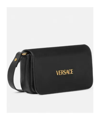 Versace Logo Plaque Foldover Top Shoulder Bag