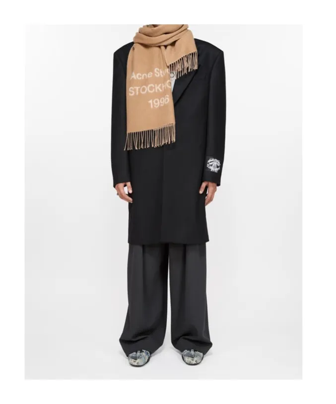 Acne Studios Logo Jacquard Fringed Scarf