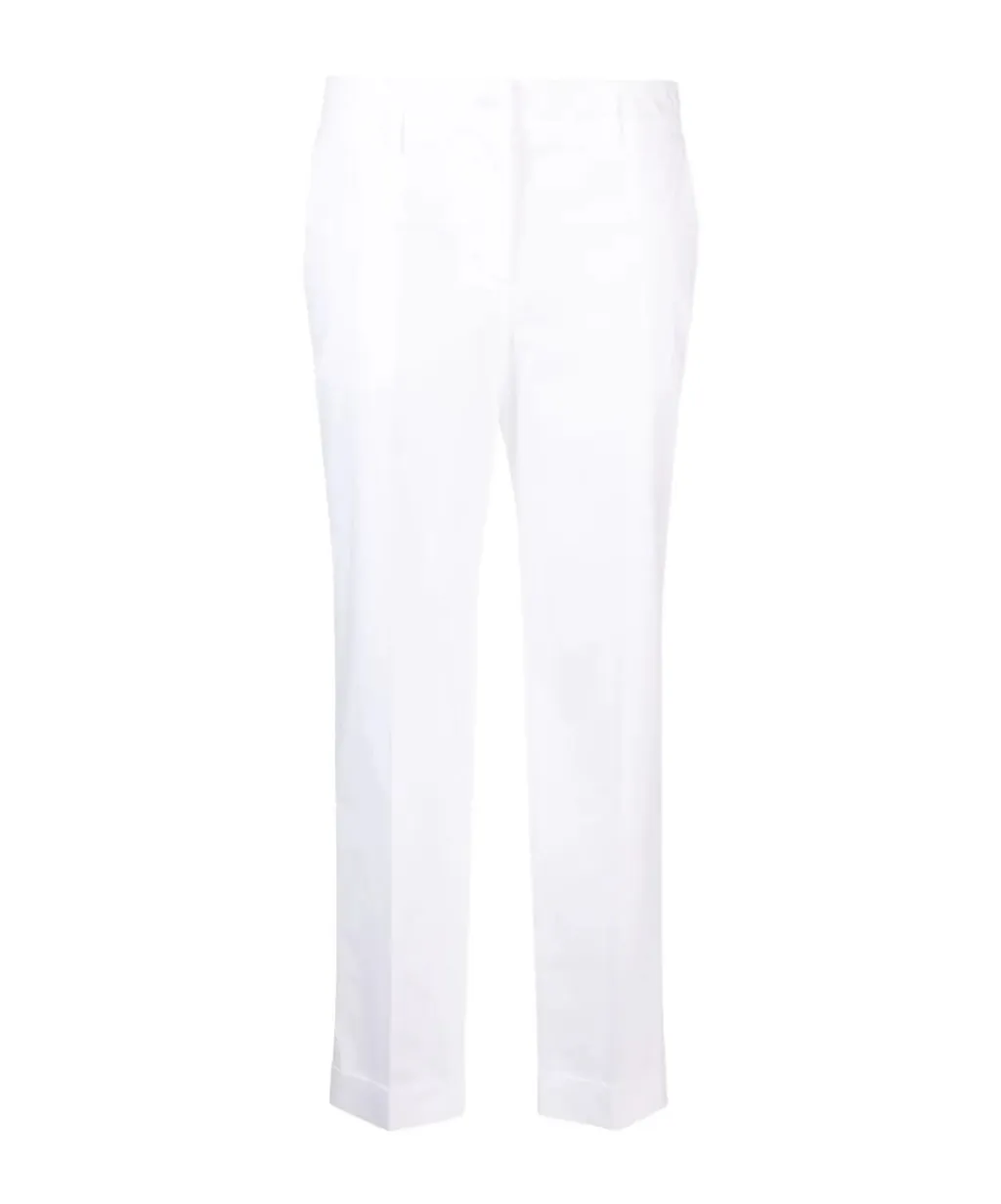 High-Waisted Cotton Tailored Trousers