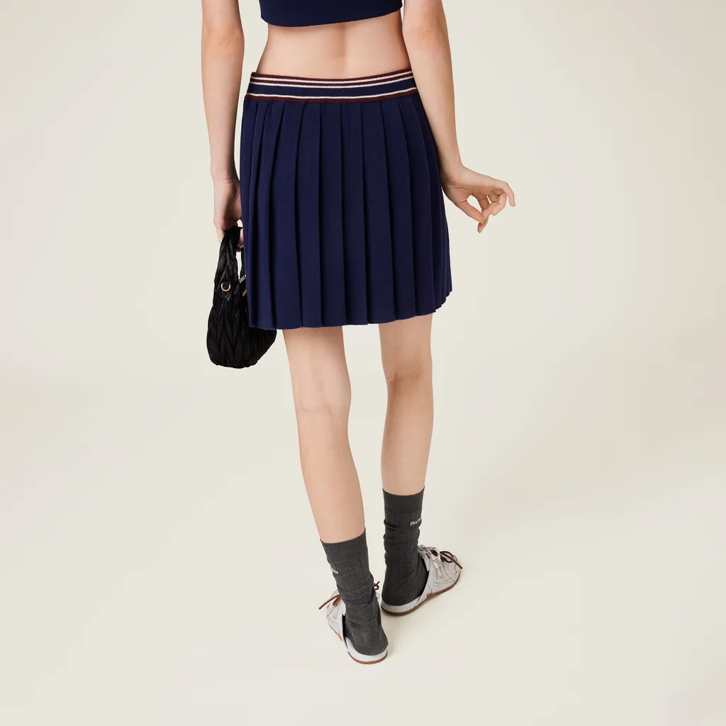 Miu Miu Logo-Patch Pleated Mini Skirt