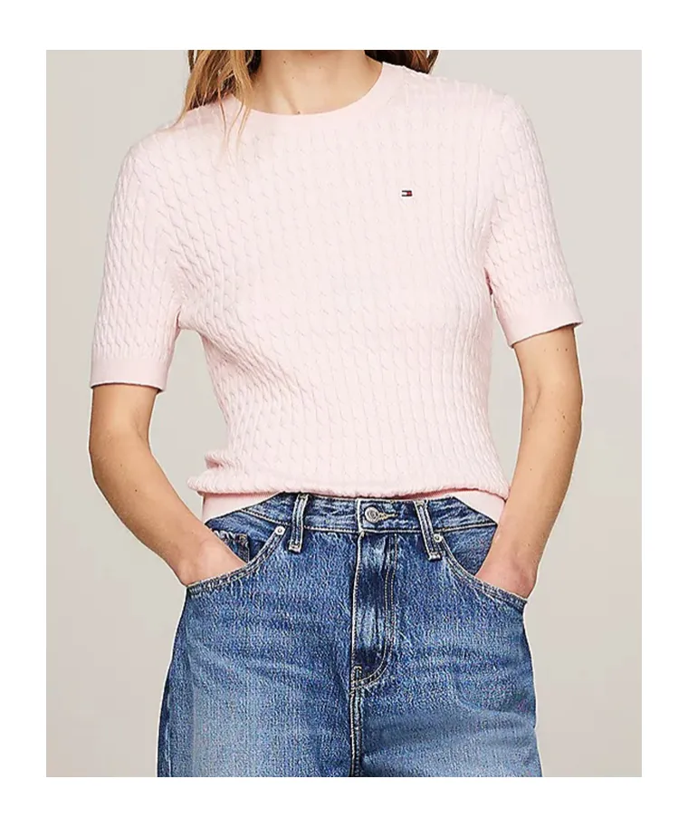 Cable Knit Short Sleeve Jumper