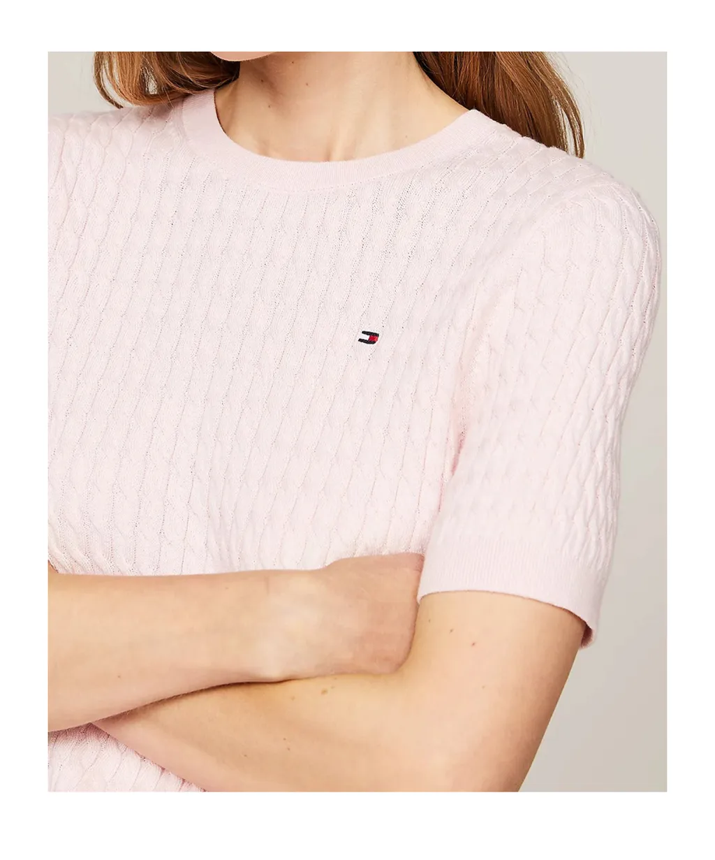 Cable Knit Short Sleeve Jumper