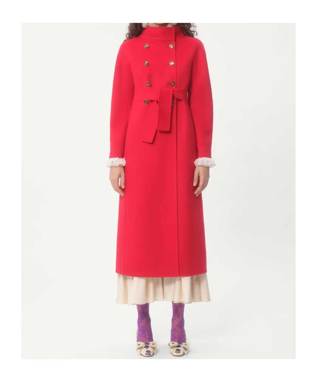 Valentino Double-Breasted High Neck Coat