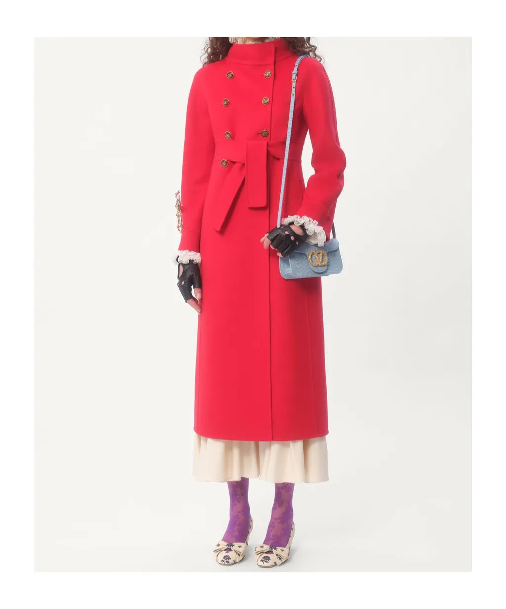 Valentino Double-Breasted High Neck Coat