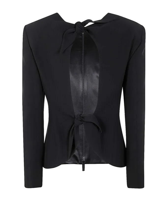 Bow-Detail Zipped Jacket