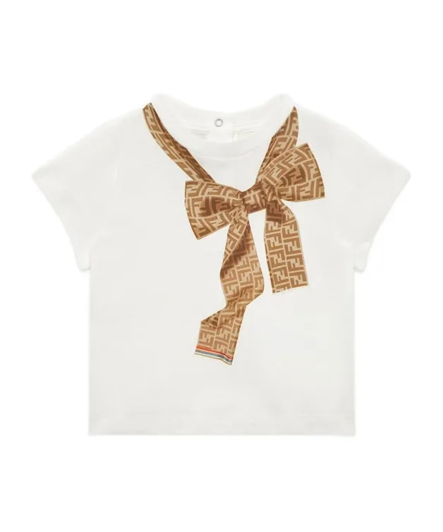 Fendi Kids Bow Printed Crewneck T-Shirt