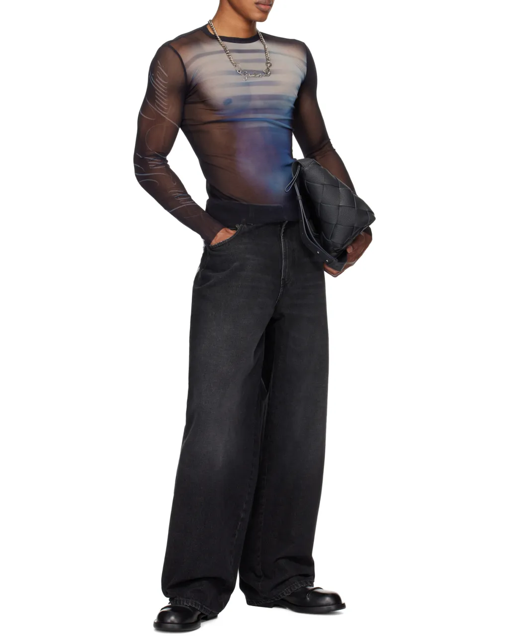 Le Male-Print Mesh Top