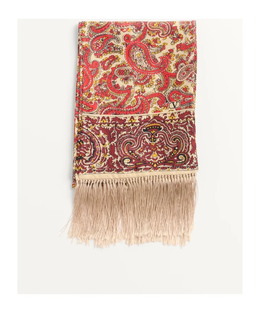 Valentino Voyage Imaginaire Fringed Edge Scarf