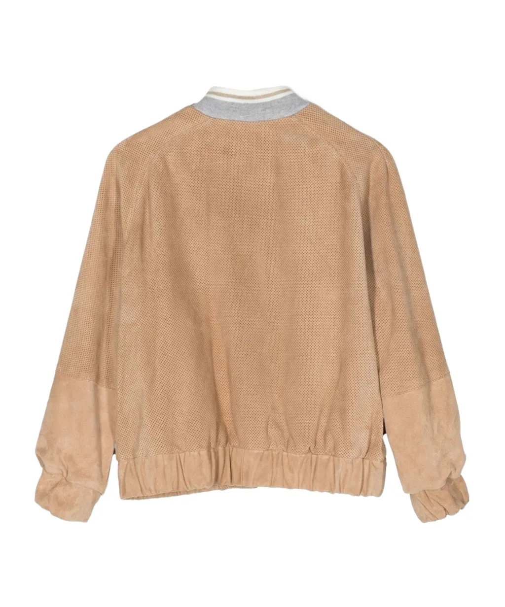 Perforated Leather Bomber Jacket