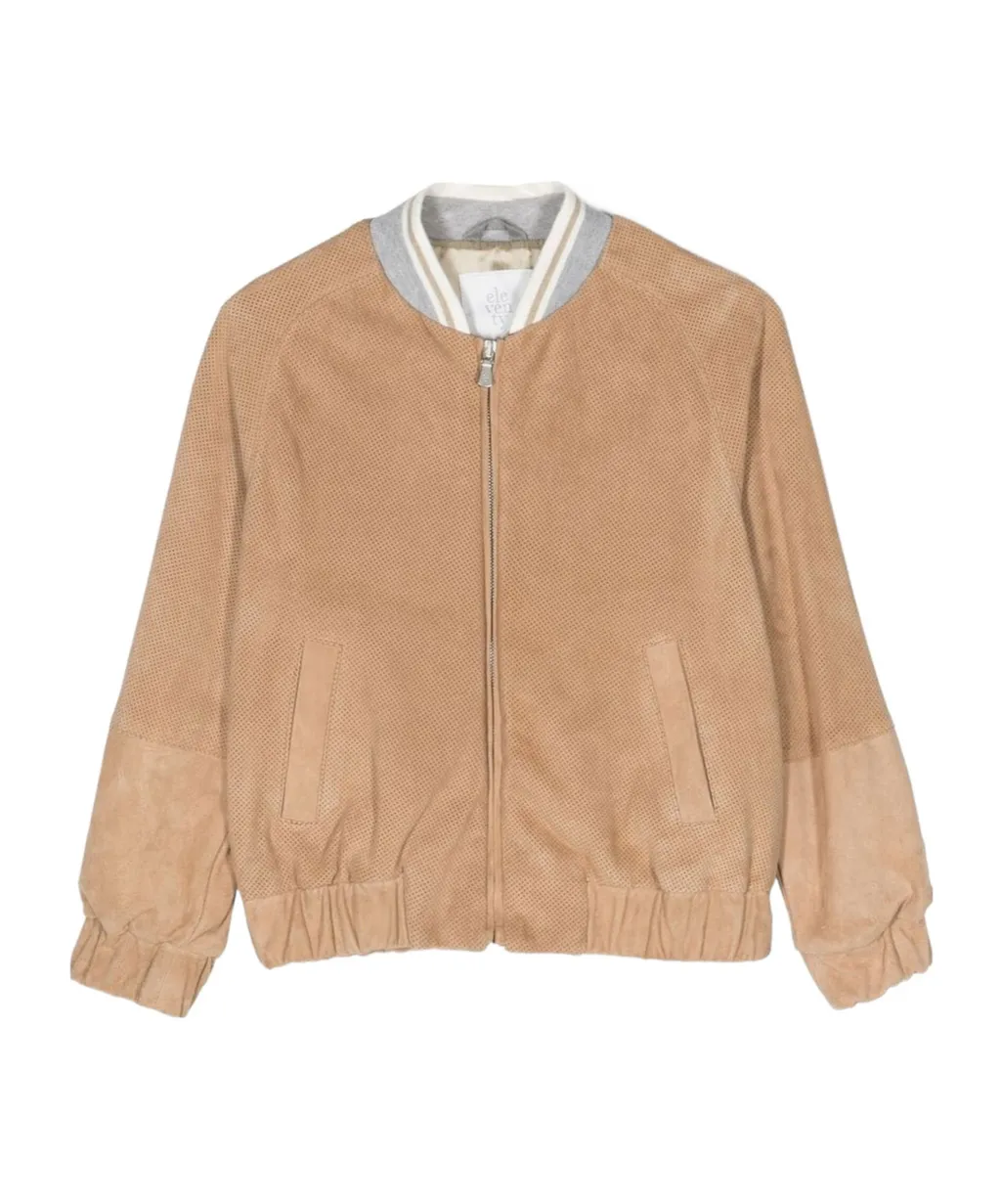 Perforated Leather Bomber Jacket