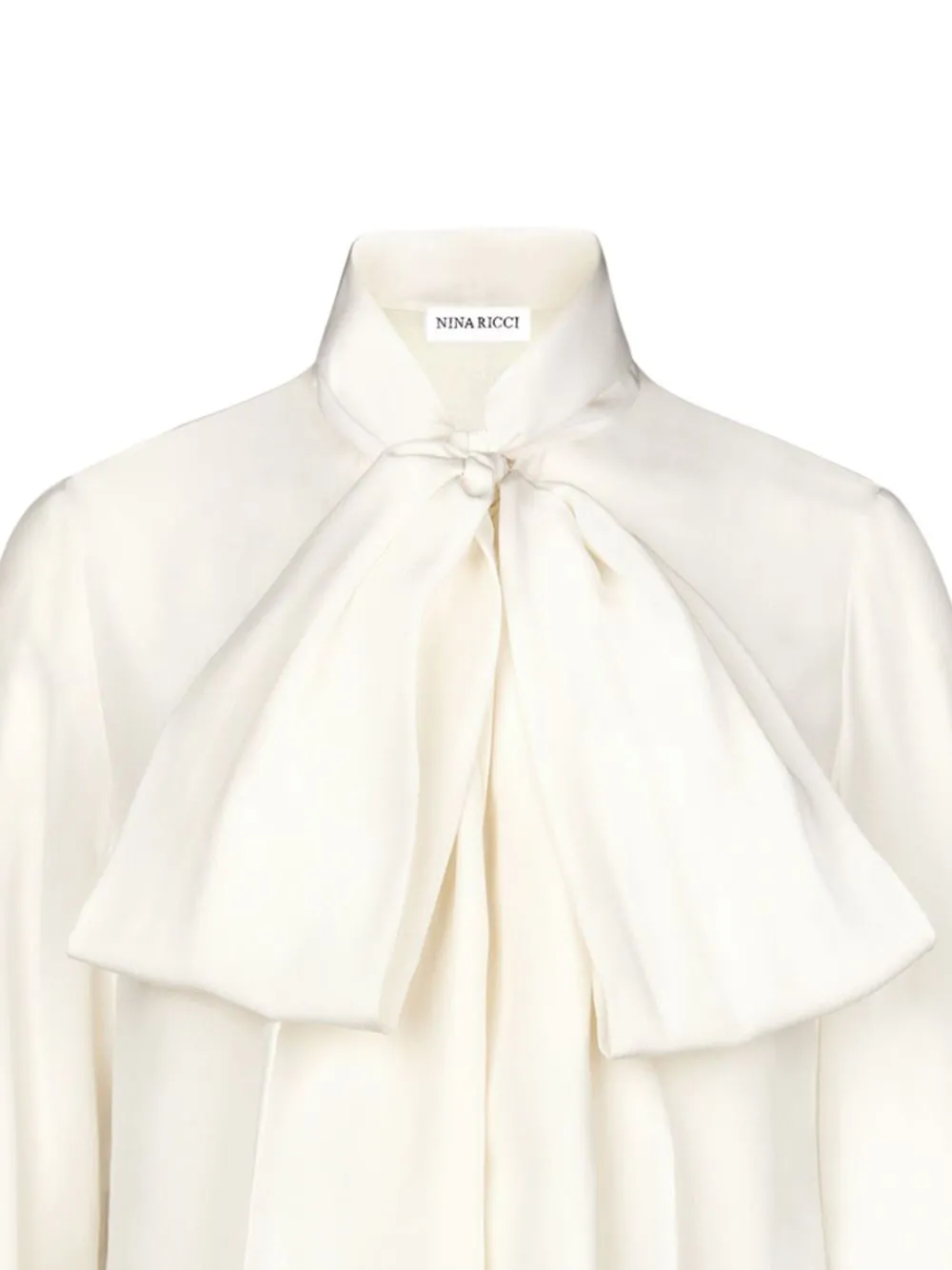 Pussy-Bow Collar Silk Shirt
