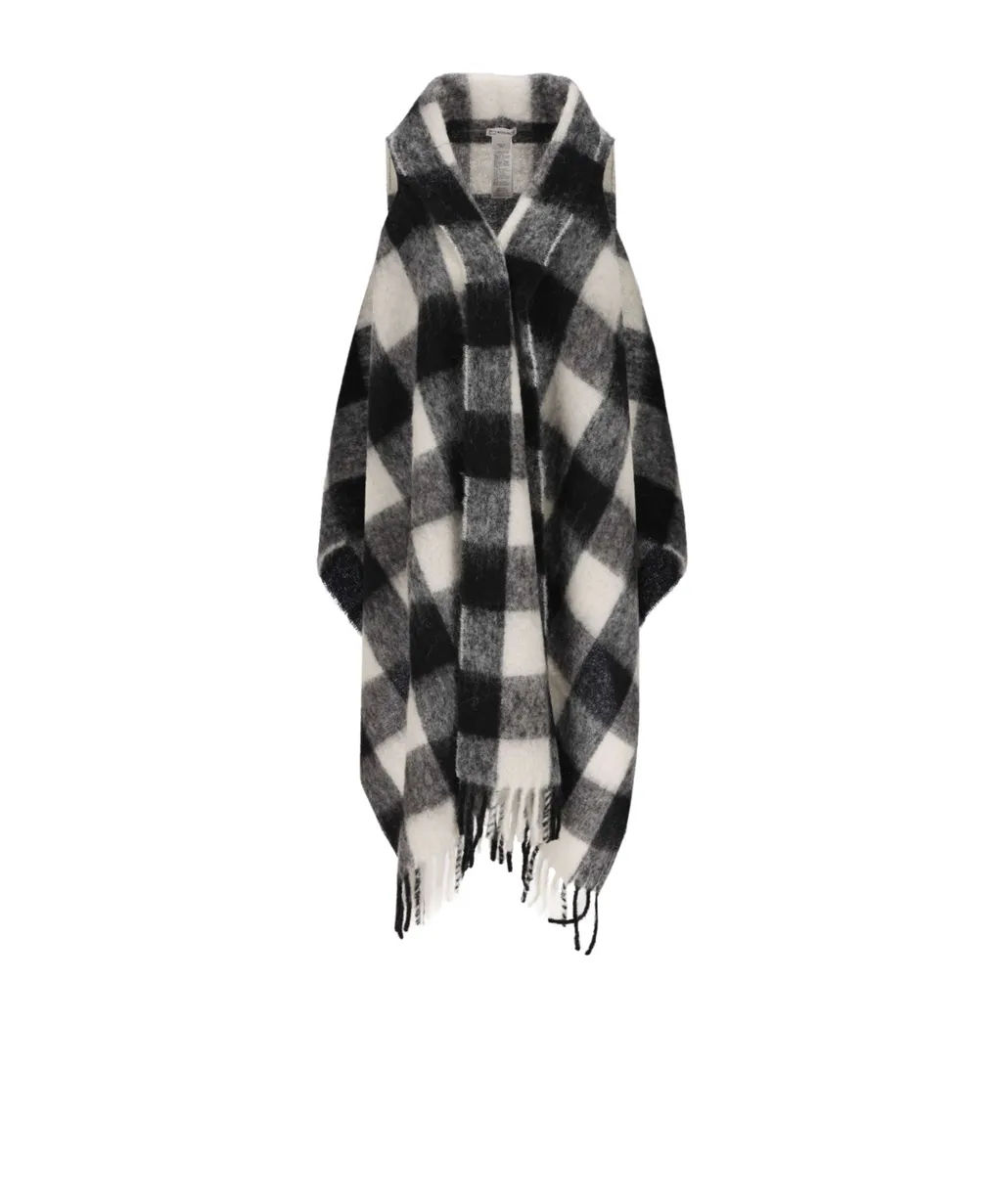 Check-Pattern Knitted Scarf