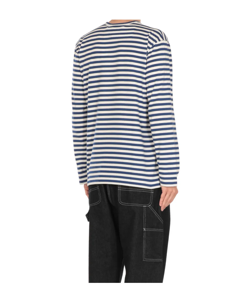 Heart-Patch Striped Cotton T-Shirt
