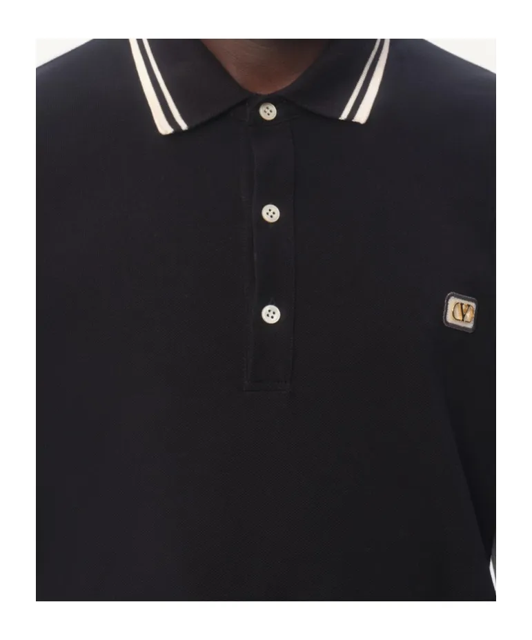 Valentino Logo Embroidered Straight Hem Polo Shirt