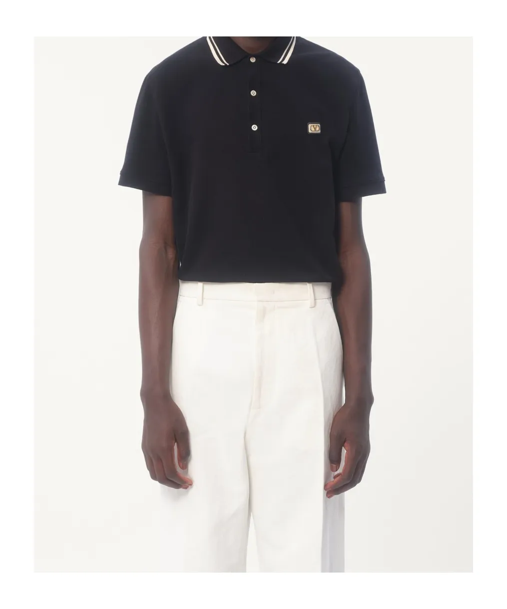 Valentino Logo Embroidered Straight Hem Polo Shirt