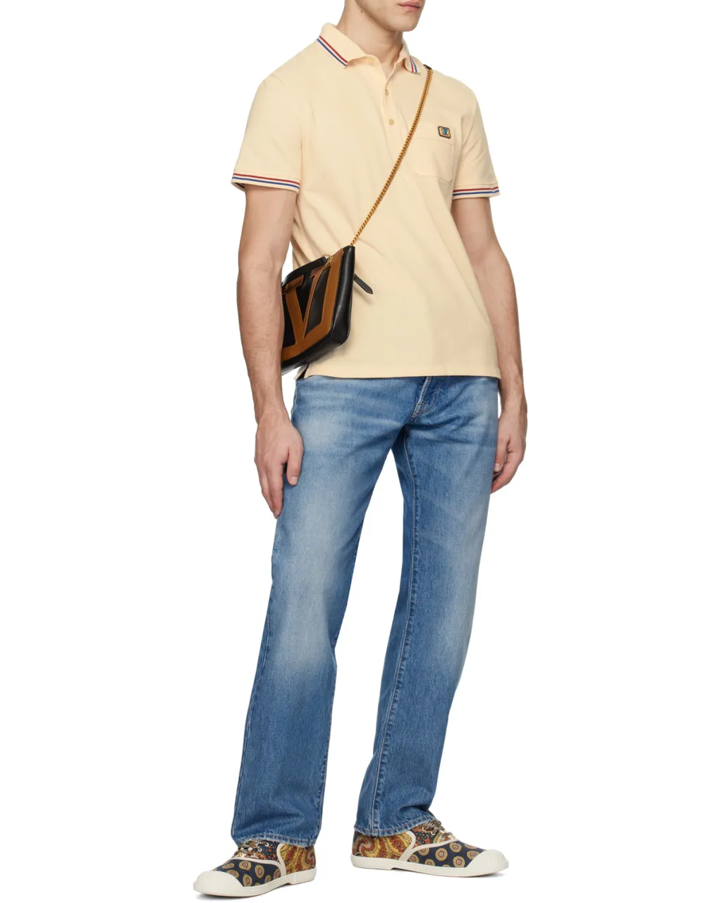 Small V-Logo Chain-Link Tote Bag
