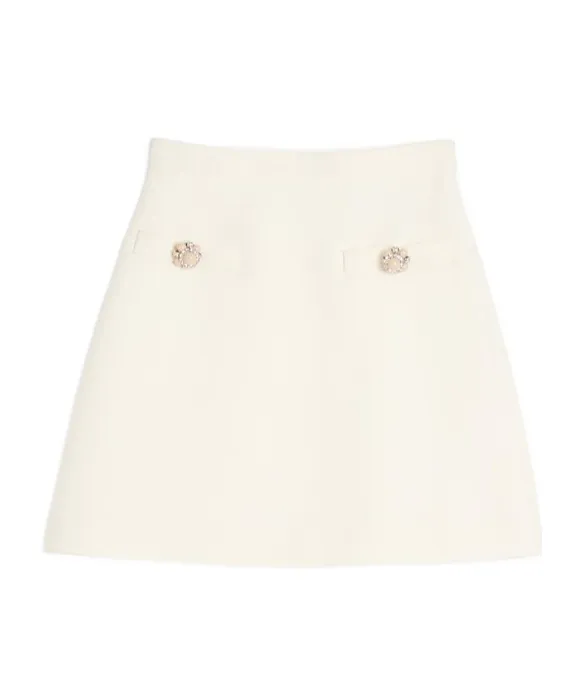 Valentino Button Embellished A-Line Mini Skirt