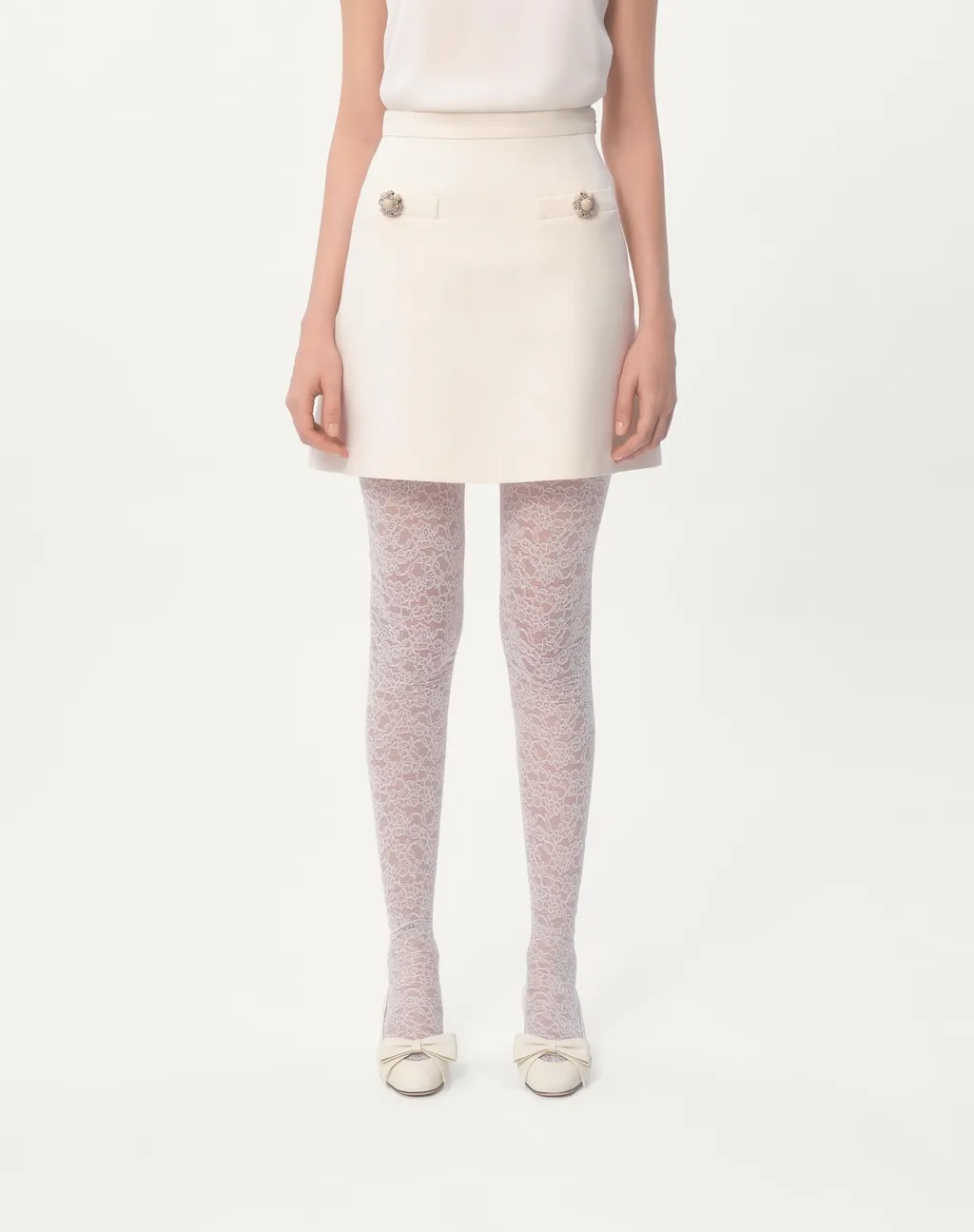 Valentino Button Embellished A-Line Mini Skirt