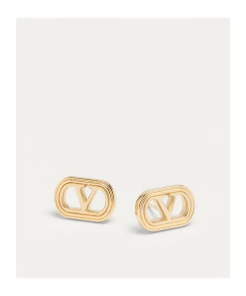 Valentino Ovalette Logo Engraved Earrings