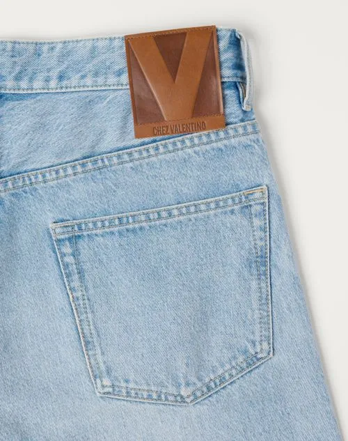 Valentino Logo Patch Straight Leg Jeans