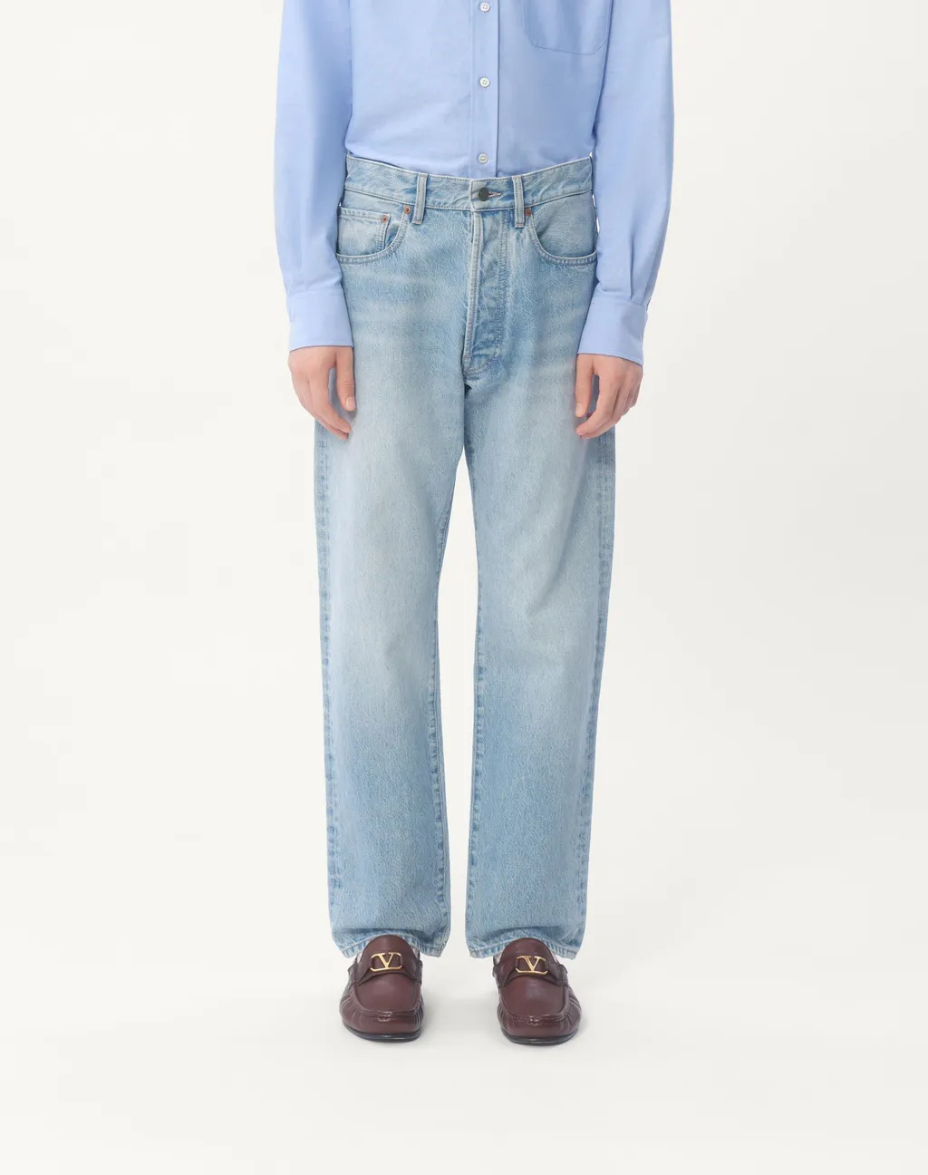 Valentino Logo Patch Straight Leg Jeans