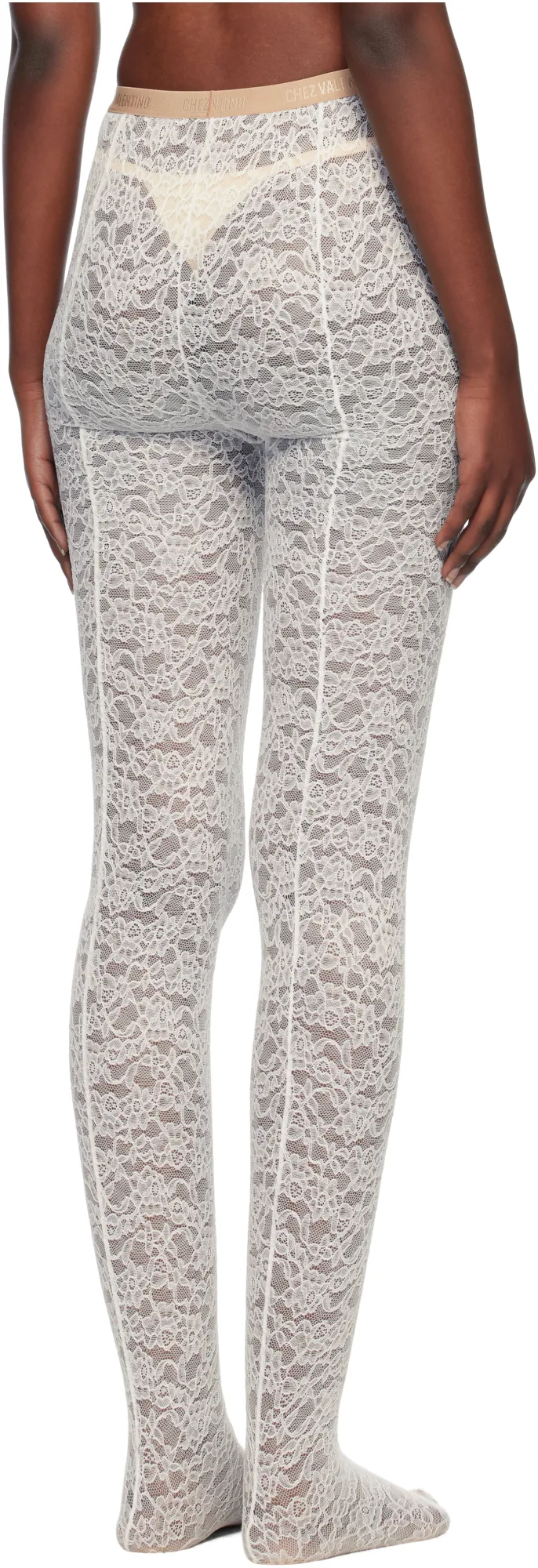 Valentino Logo Waistband Lace Detailed Tights