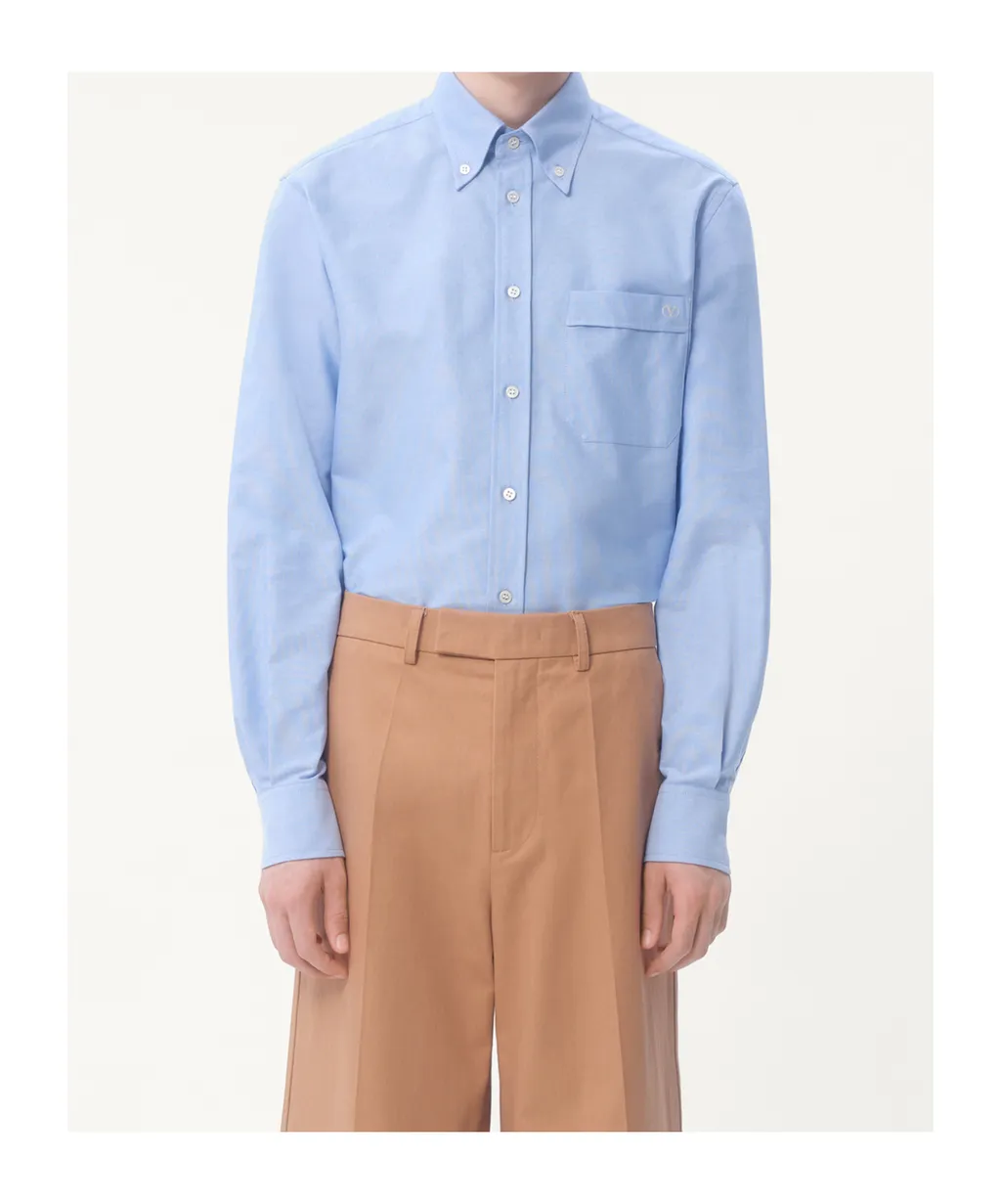 Valentino Logo Embroidered Long Sleeved Shirt