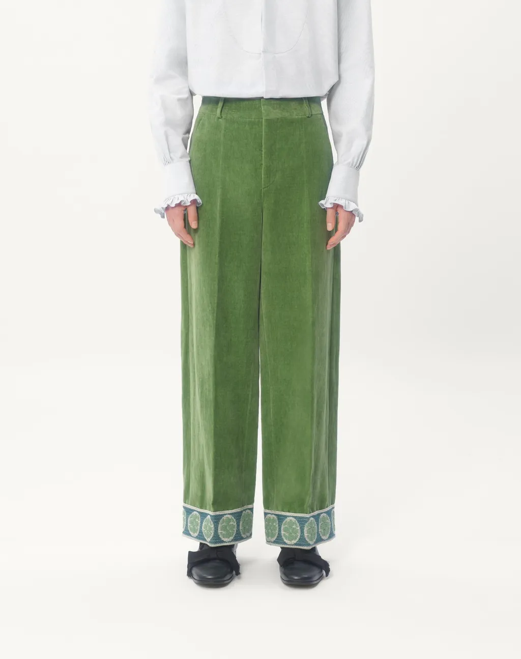 Valentino Garavani Jacquard-Hem Straight Leg Trousers