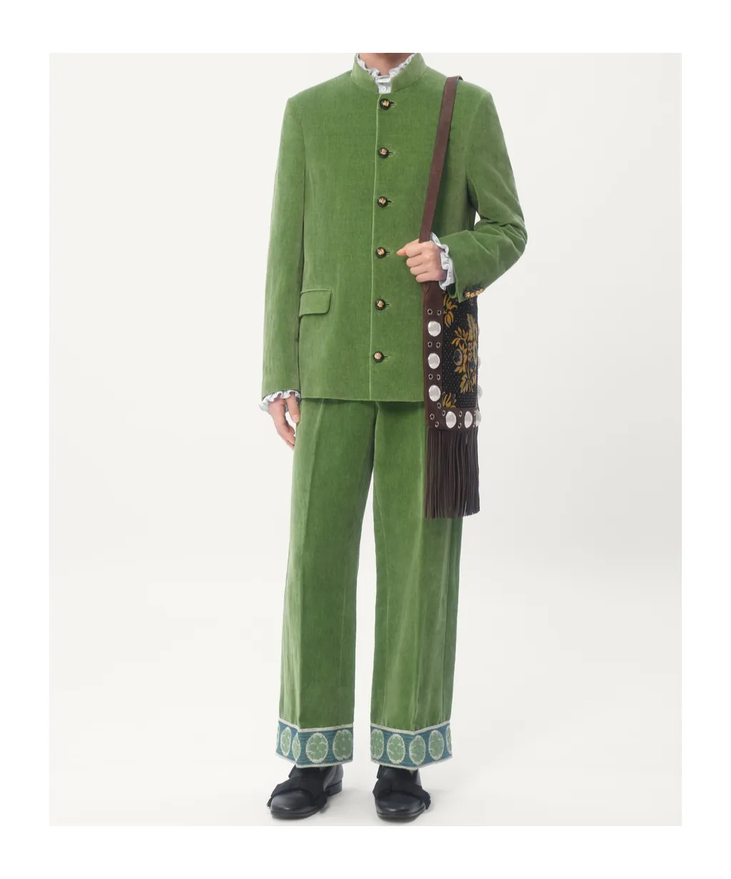 Valentino Garavani Jacquard-Hem Straight Leg Trousers
