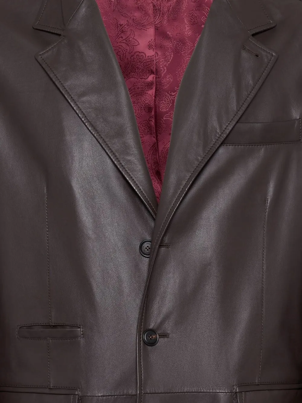 Brunello Cucinelli Single-Breasted Leather Jacket