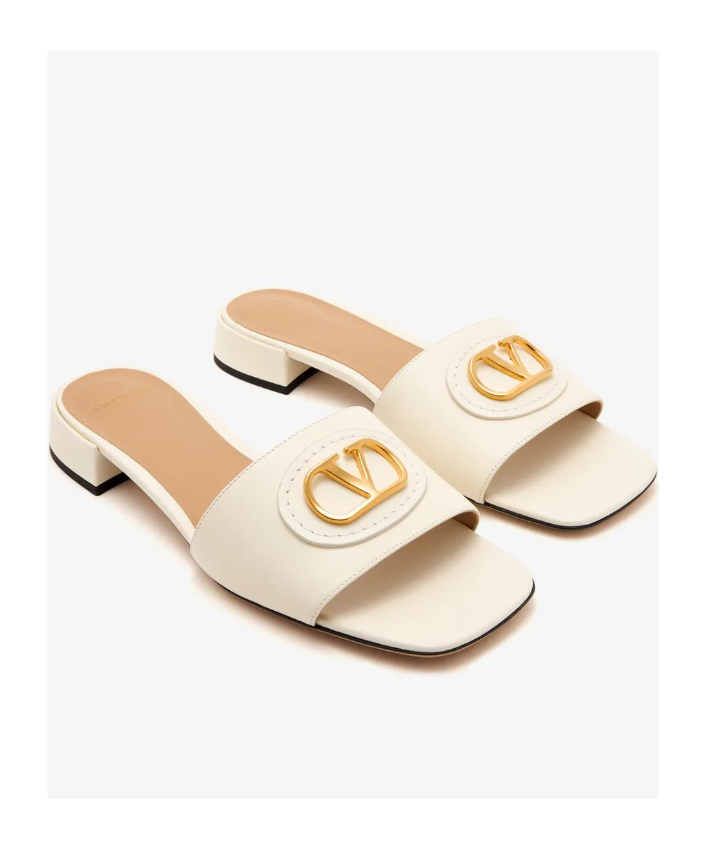 Valentino Vlogo Plaque Square Open Toe Sandals