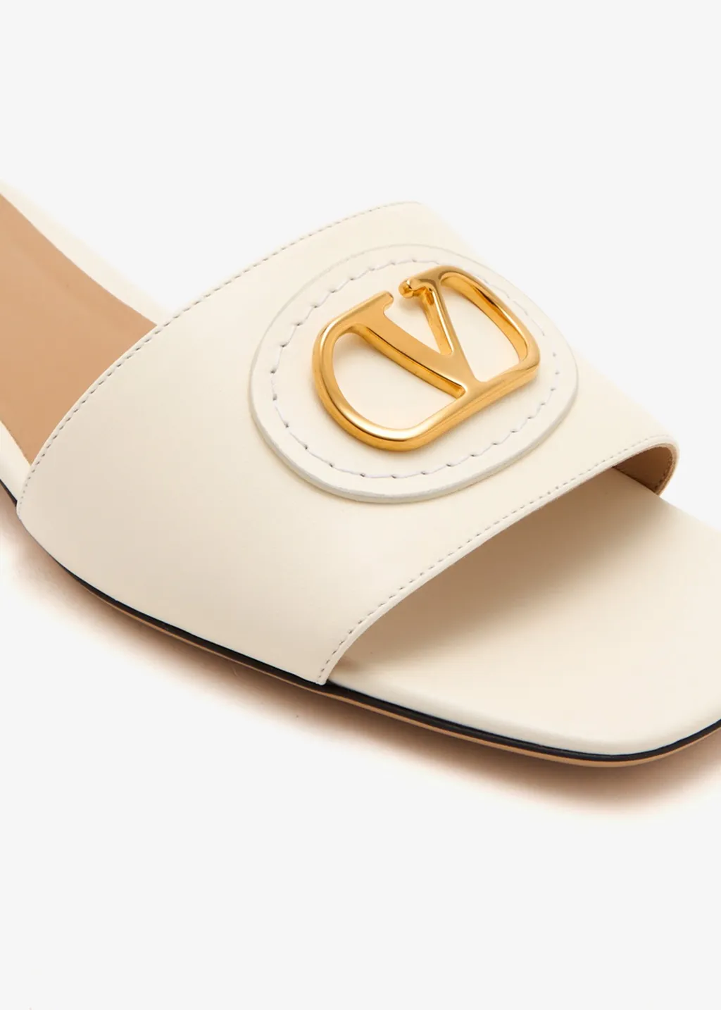Valentino Vlogo Plaque Square Open Toe Sandals