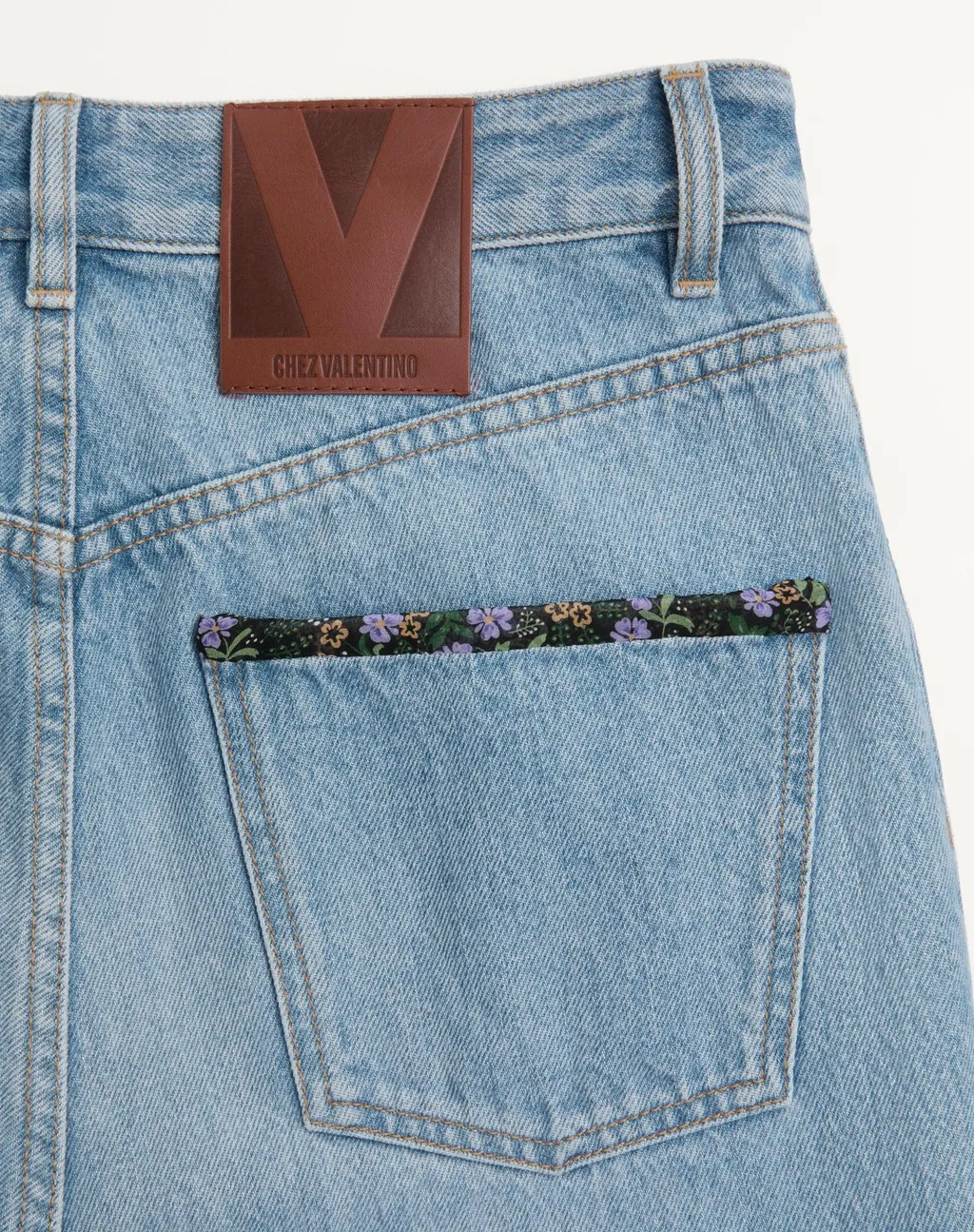 Valentino Floral Trim Straight Leg Jeans