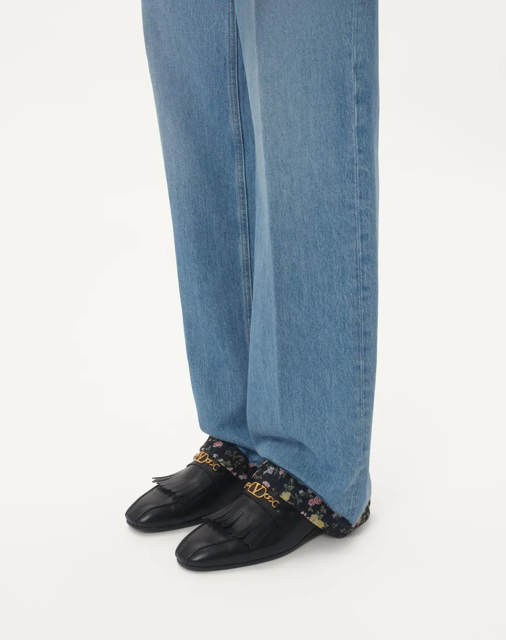 Valentino Floral Trim Straight Leg Jeans