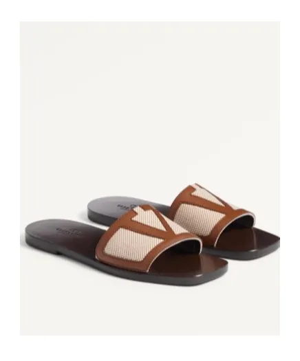 Valentino Logo Patch Slip-On Sandals