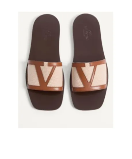 Valentino Logo Patch Slip-On Sandals