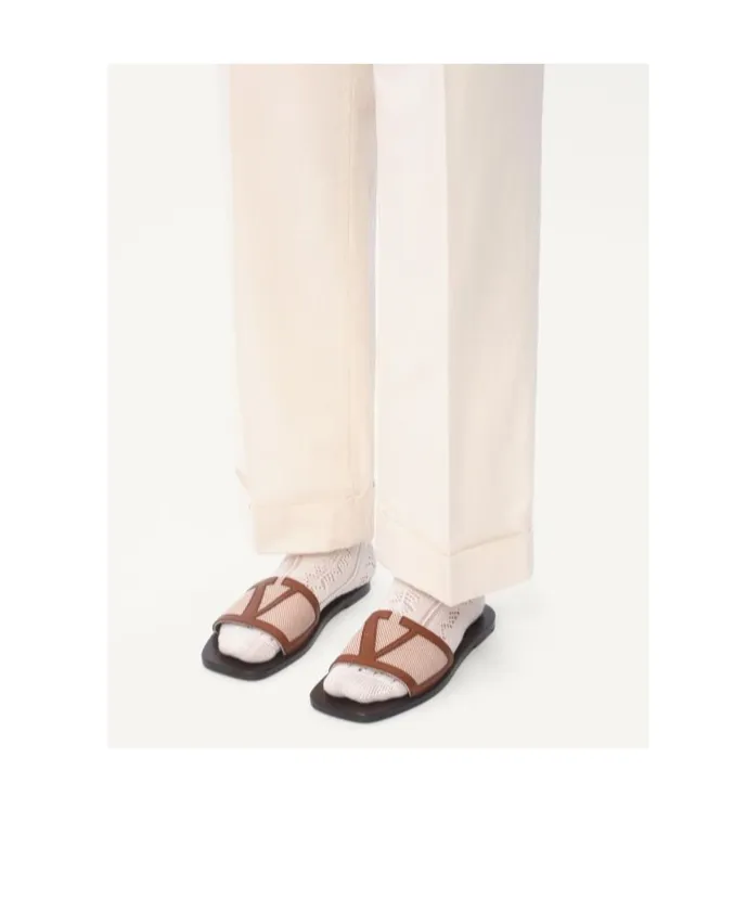 Valentino Logo Patch Slip-On Sandals
