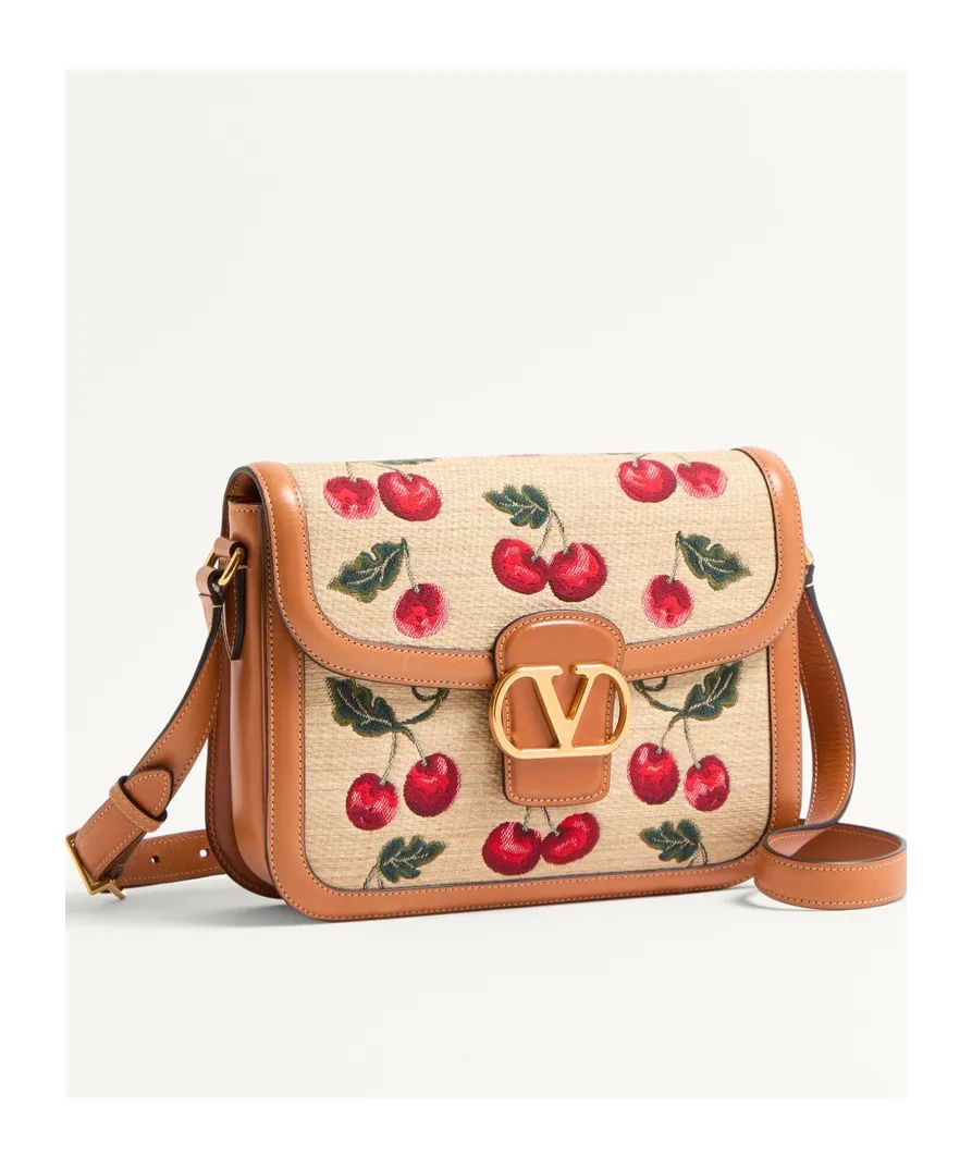 Valentino Garavani 9To5 Shoulder Bag In Synthetic Jacquard Raffia